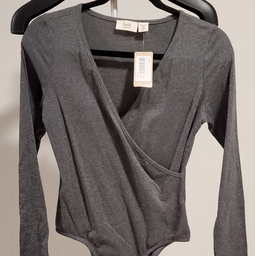 Gray Got Plenty wrap bodysuit